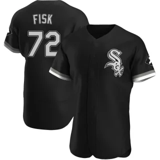 Men's Authentic Black Carlton Fisk Chicago White Sox Alternate Jersey