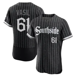 Men's Authentic Black Mike Vasil Chicago White Sox 2021 City Connect Jersey