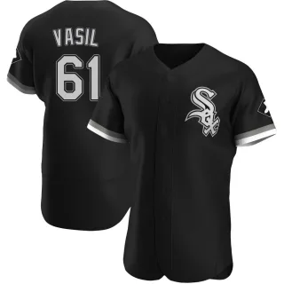 Men's Authentic Black Mike Vasil Chicago White Sox Alternate Jersey
