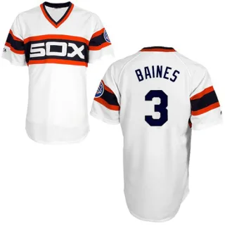Men's Authentic White Harold Baines Chicago White Sox Throwback Jersey