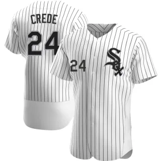 Men's Authentic White Joe Crede Chicago White Sox Home Jersey