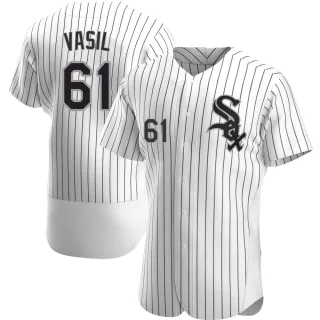 Men's Authentic White Mike Vasil Chicago White Sox Home Jersey