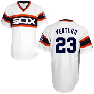 Men's Authentic White Robin Ventura Chicago White Sox 1983 Throwback Jersey