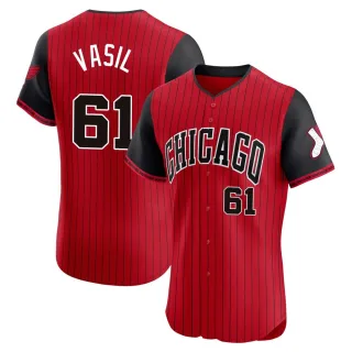 Men's Elite Red/Black Mike Vasil Chicago White Sox 2025 City Connect Jersey