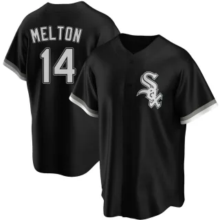 Men's Replica Black Bill Melton Chicago White Sox Alternate Jersey