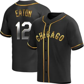 Men's Replica Black Golden Adam Eaton Chicago White Sox Alternate Jersey