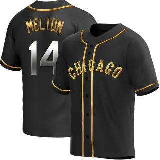 Men's Replica Black Golden Bill Melton Chicago White Sox Alternate Jersey
