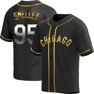 Men's Replica Black Golden Colby Smelley Chicago White Sox Alternate Jersey