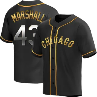 Men's Replica Black Golden Evan Marshall Chicago White Sox Alternate Jersey