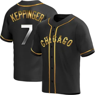 Men's Replica Black Golden Jeff Keppinger Chicago White Sox Alternate Jersey
