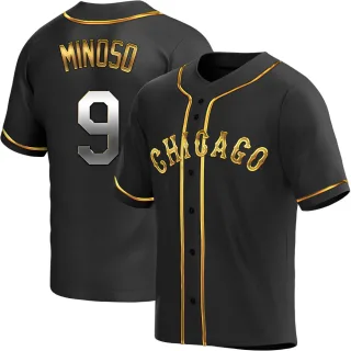Men's Replica Black Golden Minnie Minoso Chicago White Sox Alternate Jersey
