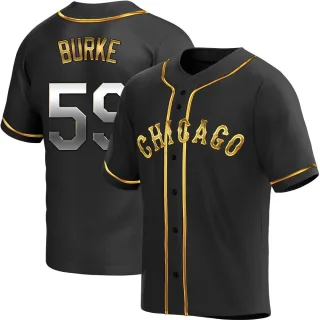 Men's Replica Black Golden Sean Burke Chicago White Sox Alternate Jersey