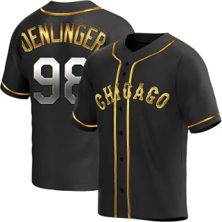 Men's Replica Black Golden Theo Denlinger Chicago White Sox Alternate Jersey