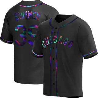 Men's Replica Black Holographic Aaron Bummer Chicago White Sox Alternate Jersey
