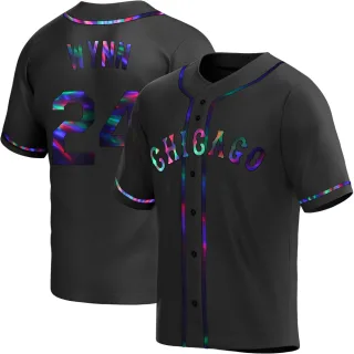Men's Replica Black Holographic Early Wynn Chicago White Sox Alternate Jersey