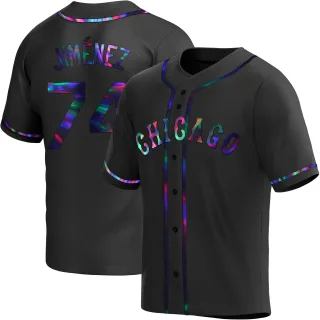 Men's Replica Black Holographic Eloy Jimenez Chicago White Sox Alternate Jersey