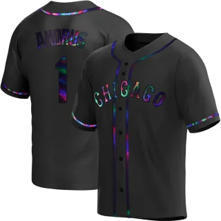 Men's Replica Black Holographic Elvis Andrus Chicago White Sox Alternate Jersey
