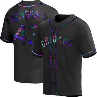 Men's Replica Black Holographic Evan Marshall Chicago White Sox Alternate Jersey