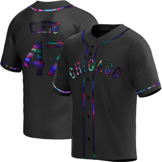Men's Replica Black Holographic Johnny Cueto Chicago White Sox Alternate Jersey