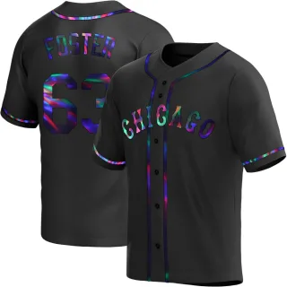 Men's Replica Black Holographic Matt Foster Chicago White Sox Alternate Jersey