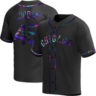 Men's Replica Black Holographic Michael Jordan Chicago White Sox Alternate Jersey