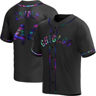 Men's Replica Black Holographic Seby Zavala Chicago White Sox Alternate Jersey
