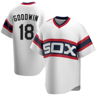 Men's Replica White Brian Goodwin Chicago White Sox Cooperstown Collection Jersey