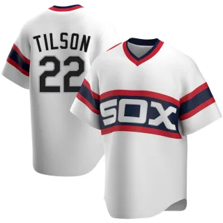 Men's Replica White Charlie Tilson Chicago White Sox Cooperstown Collection Jersey