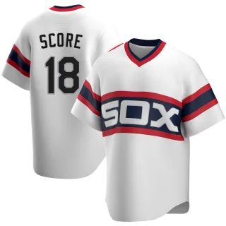 Men's Replica White Herb Score Chicago White Sox Cooperstown Collection Jersey