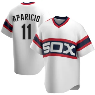 Men's Replica White Luis Aparicio Chicago White Sox Cooperstown Collection Jersey