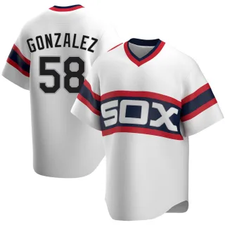 Men's Replica White Miguel Gonzalez Chicago White Sox Cooperstown Collection Jersey