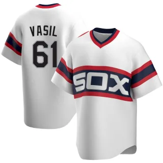 Men's Replica White Mike Vasil Chicago White Sox Cooperstown Collection Jersey