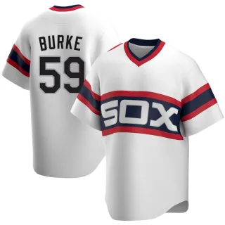 Men's Replica White Sean Burke Chicago White Sox Cooperstown Collection Jersey