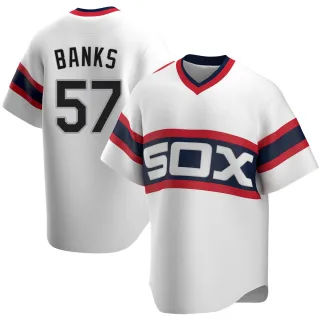 Men's Replica White Tanner Banks Chicago White Sox Cooperstown Collection Jersey