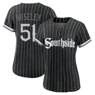 Women's Authentic Black Adam Haseley Chicago White Sox 2021 City Connect Jersey