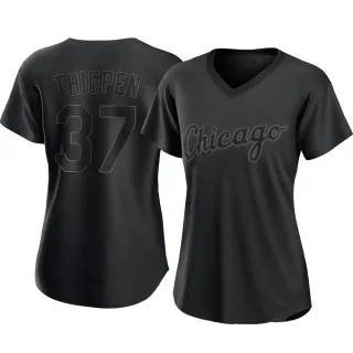 Women's Authentic Black Bobby Thigpen Chicago White Sox Pitch Fashion Jersey