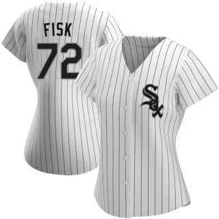Women's Authentic White Carlton Fisk Chicago White Sox Home Jersey