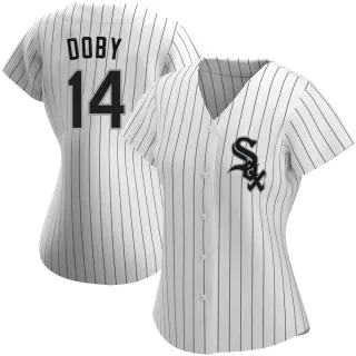 Women's Authentic White Larry Doby Chicago White Sox Home Jersey