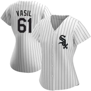Women's Authentic White Mike Vasil Chicago White Sox Home Jersey