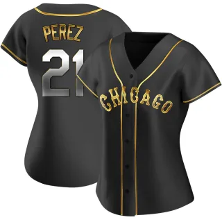 Women's Replica Black Golden Carlos Perez Chicago White Sox Alternate Jersey