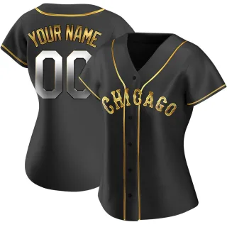 Women's Replica Black Golden Custom Chicago White Sox Alternate Jersey