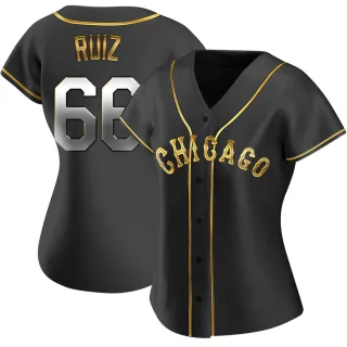 Women's Replica Black Golden Jose Ruiz Chicago White Sox Alternate Jersey