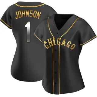 Women's Replica Black Golden Lance Johnson Chicago White Sox Alternate Jersey