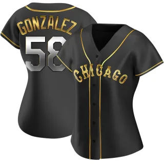 Women's Replica Black Golden Miguel Gonzalez Chicago White Sox Alternate Jersey