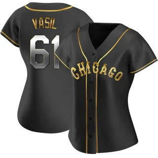 Women's Replica Black Golden Mike Vasil Chicago White Sox Alternate Jersey