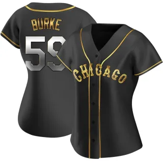 Women's Replica Black Golden Sean Burke Chicago White Sox Alternate Jersey