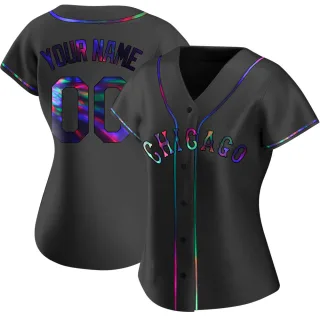 Women's Replica Black Holographic Custom Chicago White Sox Alternate Jersey