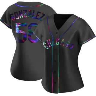 Women's Replica Black Holographic Miguel Gonzalez Chicago White Sox Alternate Jersey