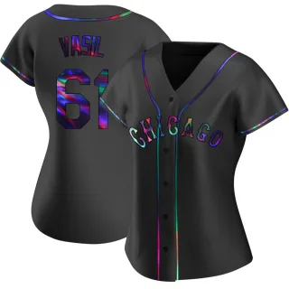 Women's Replica Black Holographic Mike Vasil Chicago White Sox Alternate Jersey