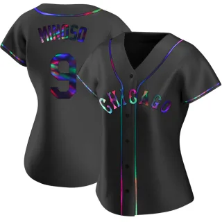 Women's Replica Black Holographic Minnie Minoso Chicago White Sox Alternate Jersey